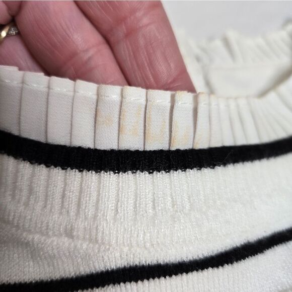 SIONI Milano striped high neck ruffle lightweight sweater S - Picture 7 of 10